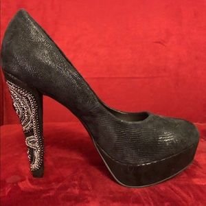 Naughty Monkey Black Suede Heels
